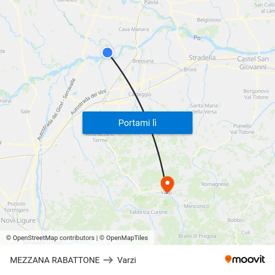 MEZZANA RABATTONE to Varzi map