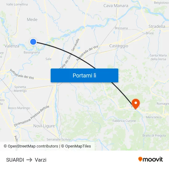 SUARDI to Varzi map