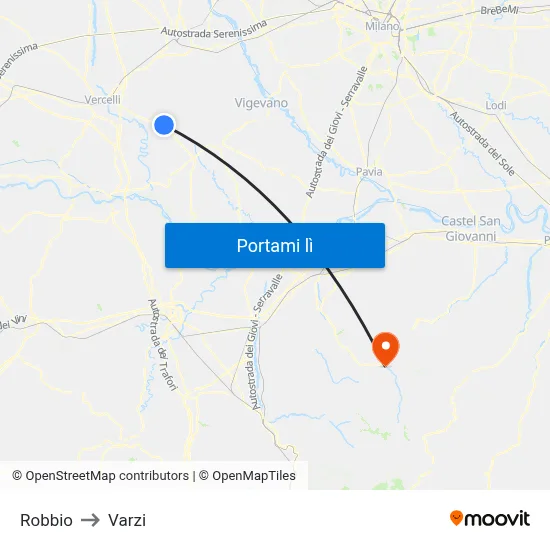 Robbio to Varzi map