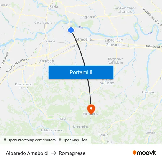 Albaredo Arnaboldi to Romagnese map
