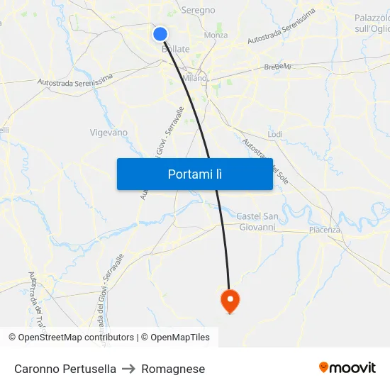 Caronno Pertusella to Romagnese map