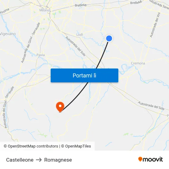 Castelleone to Romagnese map
