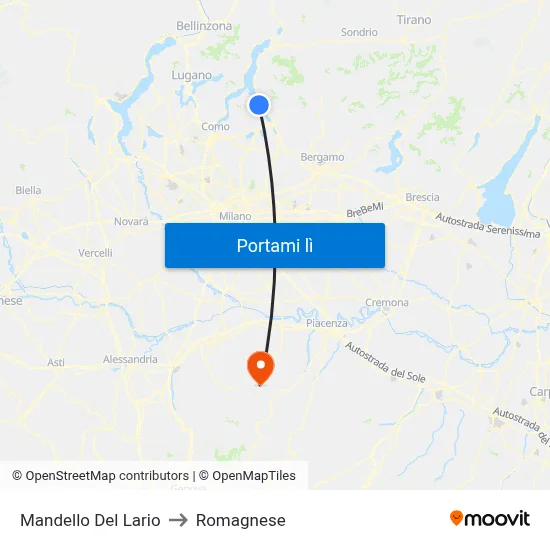 Mandello Del Lario to Romagnese map