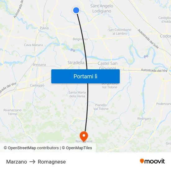 Marzano to Romagnese map