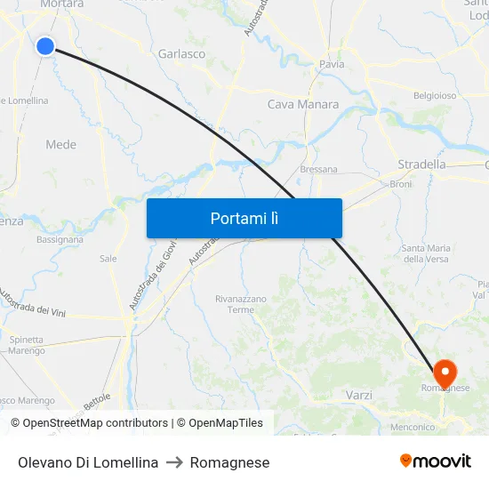 Olevano Di Lomellina to Romagnese map