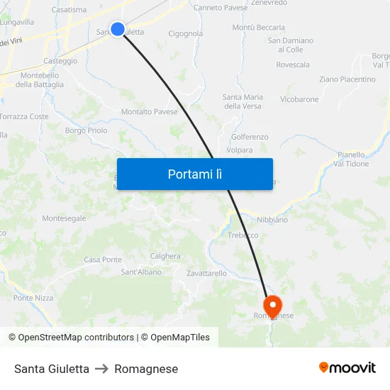 Santa Giuletta to Romagnese map
