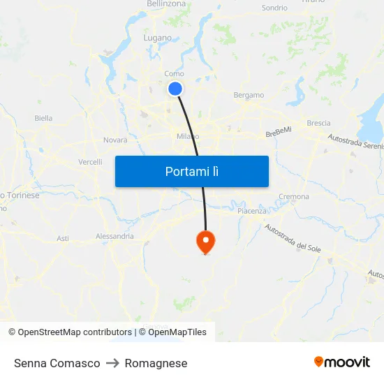 Senna Comasco to Romagnese map