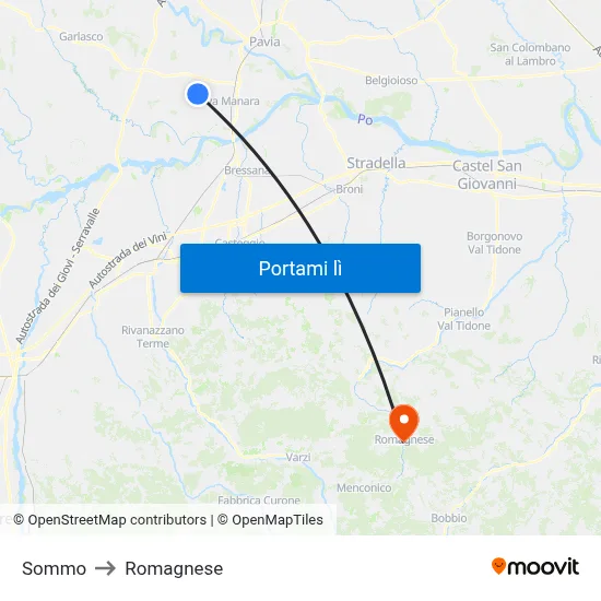 Sommo to Romagnese map