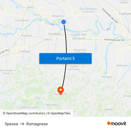 Spessa to Romagnese map