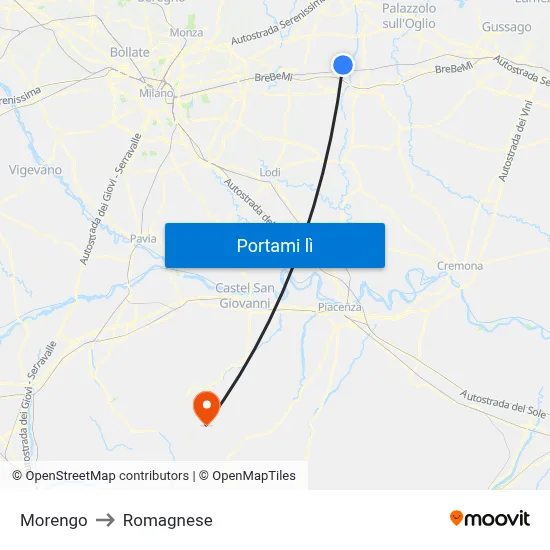Morengo to Romagnese map
