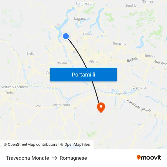 Travedona-Monate to Romagnese map