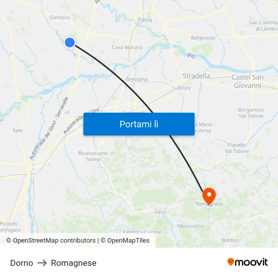Dorno to Romagnese map