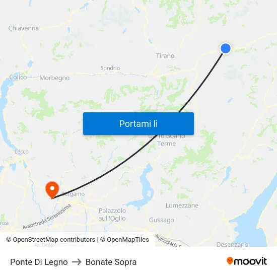 Ponte Di Legno to Bonate Sopra map