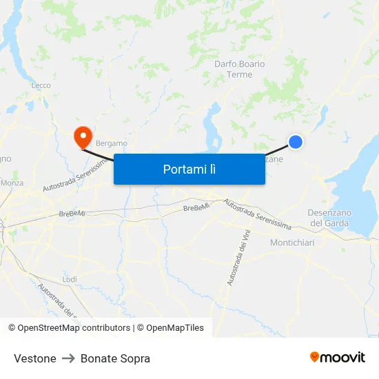 Vestone to Bonate Sopra map