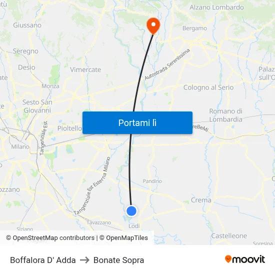 Boffalora D' Adda to Bonate Sopra map