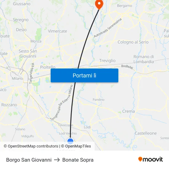 Borgo San Giovanni to Bonate Sopra map