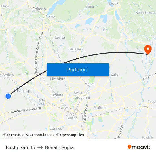 Busto Garolfo to Bonate Sopra map