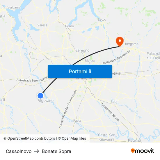 Cassolnovo to Bonate Sopra map