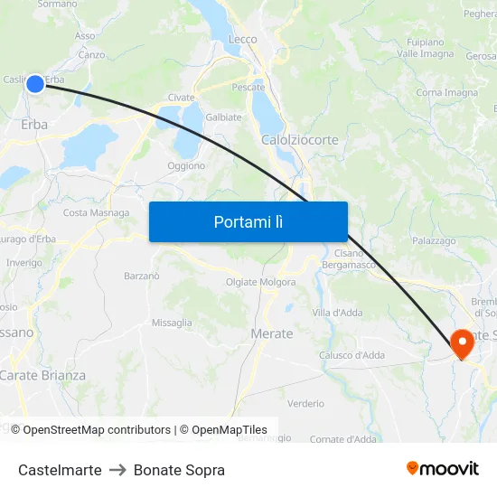 Castelmarte to Bonate Sopra map