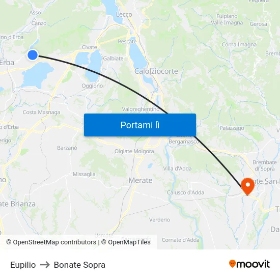 Eupilio to Bonate Sopra map