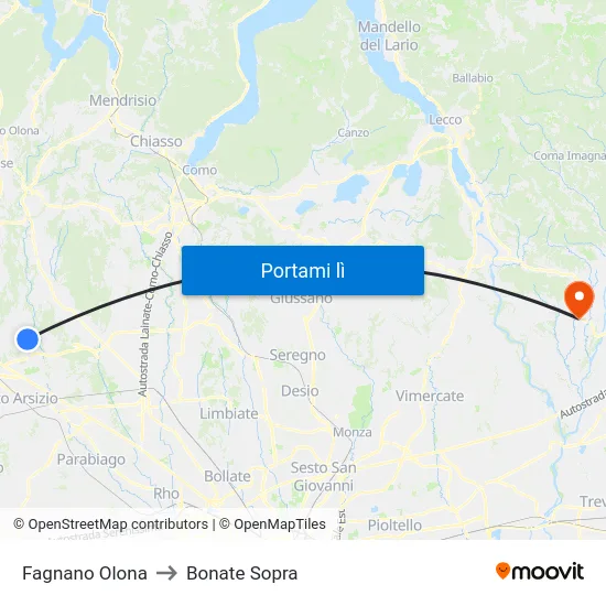 Fagnano Olona to Bonate Sopra map