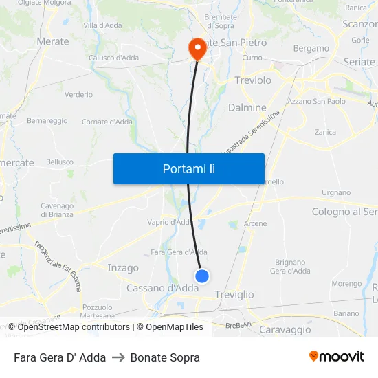 Fara Gera D' Adda to Bonate Sopra map
