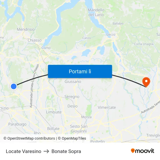 Locate Varesino to Bonate Sopra map