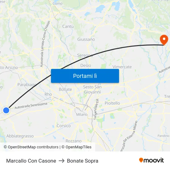 Marcallo Con Casone to Bonate Sopra map
