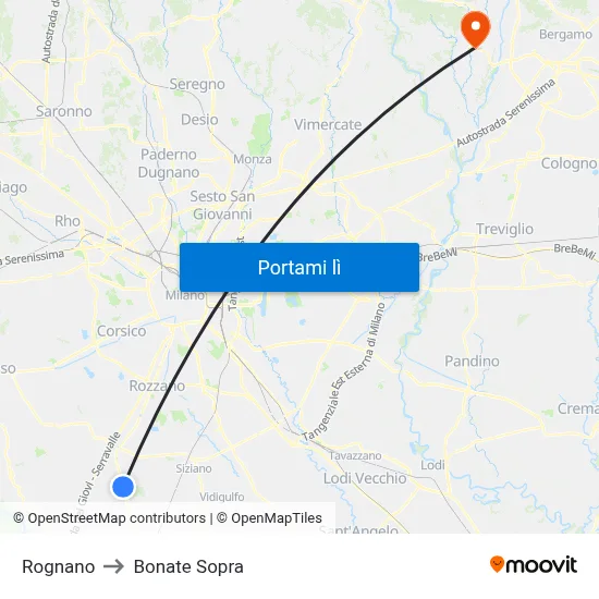 Rognano to Bonate Sopra map