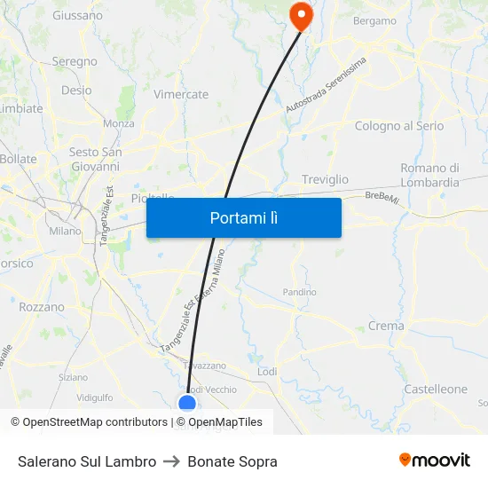 Salerano Sul Lambro to Bonate Sopra map