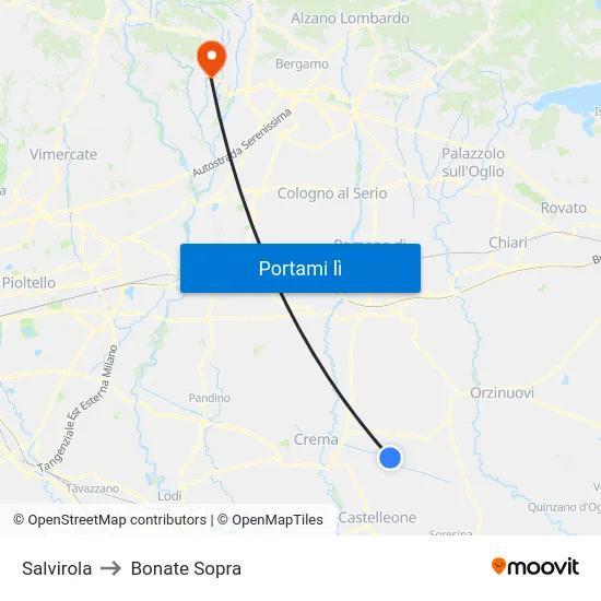 Salvirola to Bonate Sopra map