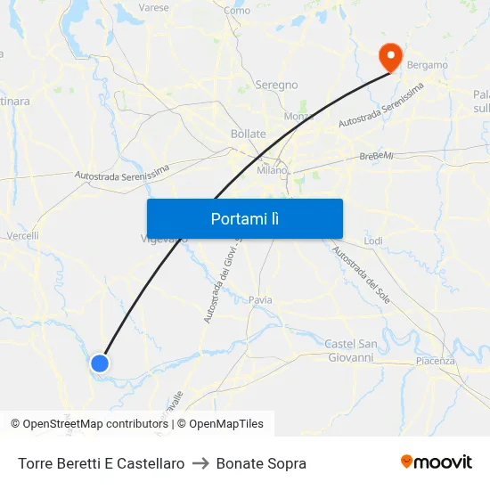 Torre Beretti E Castellaro to Bonate Sopra map