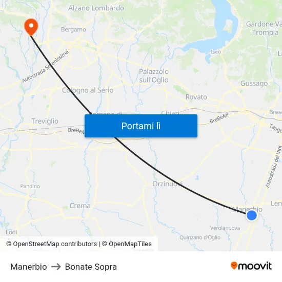 Manerbio to Bonate Sopra map