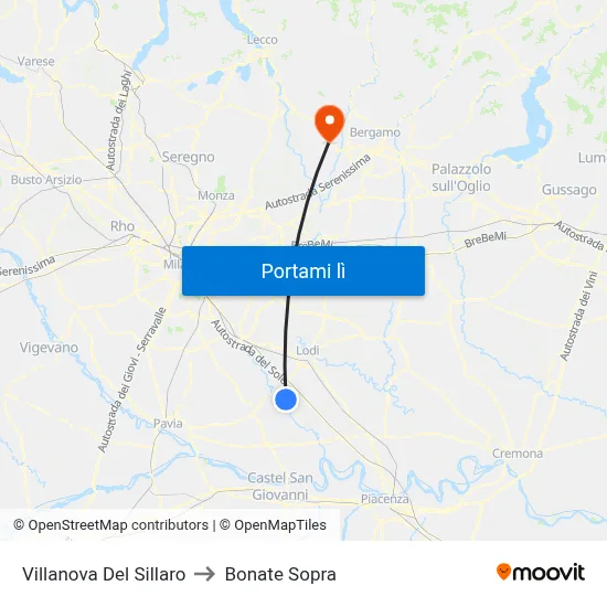 Villanova Del Sillaro to Bonate Sopra map