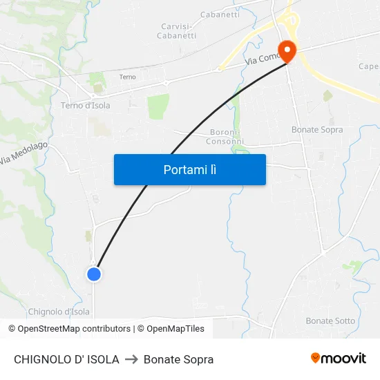 CHIGNOLO D' ISOLA to Bonate Sopra map