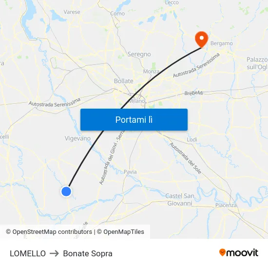 LOMELLO to Bonate Sopra map