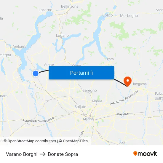 Varano Borghi to Bonate Sopra map