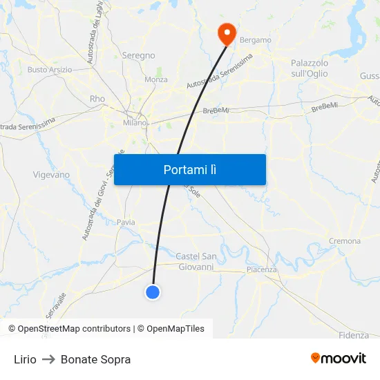 Lirio to Bonate Sopra map