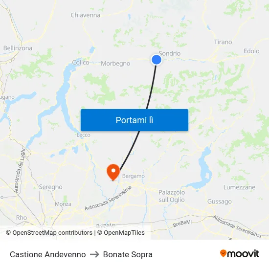 Castione Andevenno to Bonate Sopra map