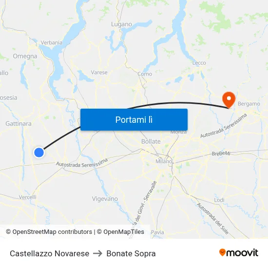Castellazzo Novarese to Bonate Sopra map