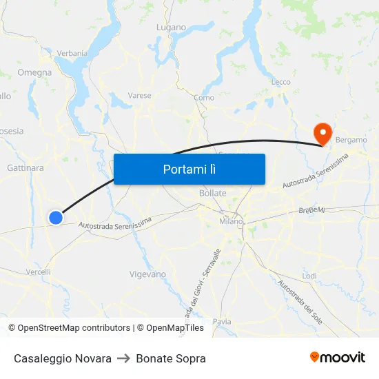 Casaleggio Novara to Bonate Sopra map