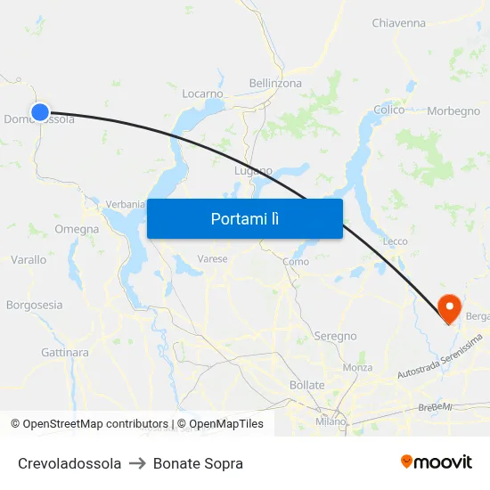 Crevoladossola to Bonate Sopra map