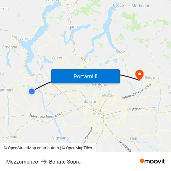 Mezzomerico to Bonate Sopra map