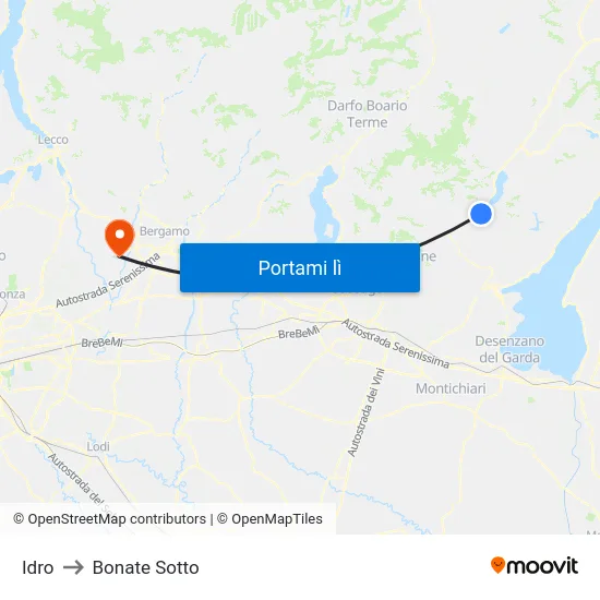 Idro to Bonate Sotto map