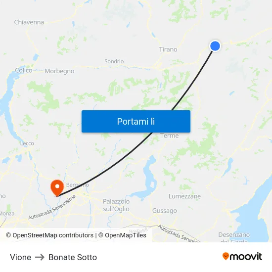 Vione to Bonate Sotto map