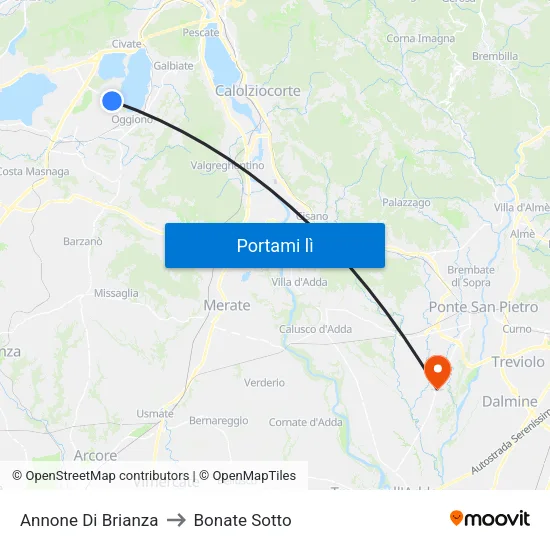 Annone Di Brianza to Bonate Sotto map