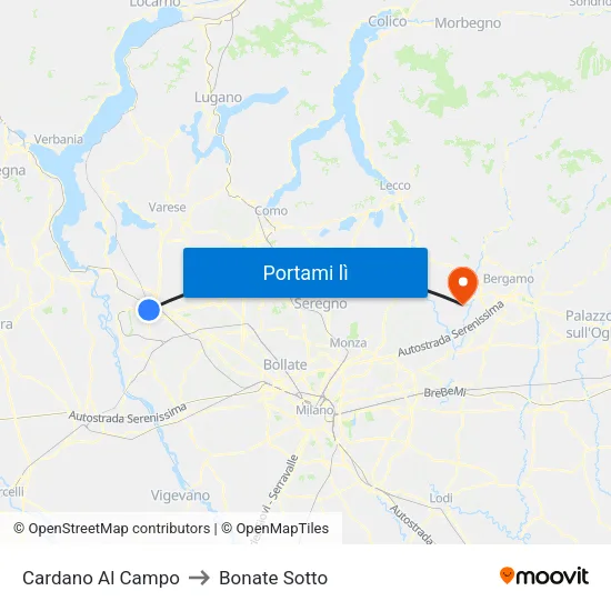 Cardano Al Campo to Bonate Sotto map