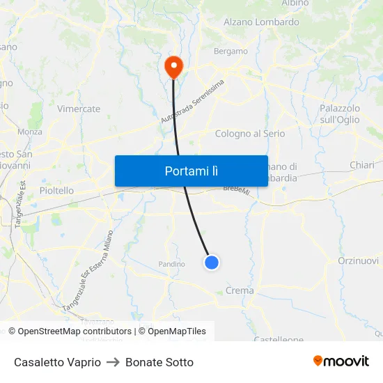 Casaletto Vaprio to Bonate Sotto map