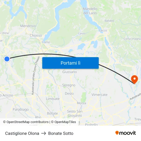 Castiglione Olona to Bonate Sotto map