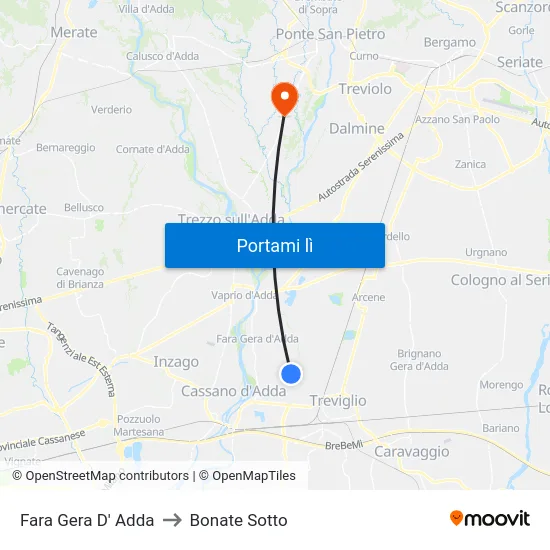 Fara Gera D' Adda to Bonate Sotto map